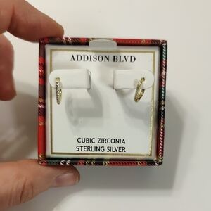 New!Gold 925 Sterling Silver Huggie Hoop "U" Shaped Earrings